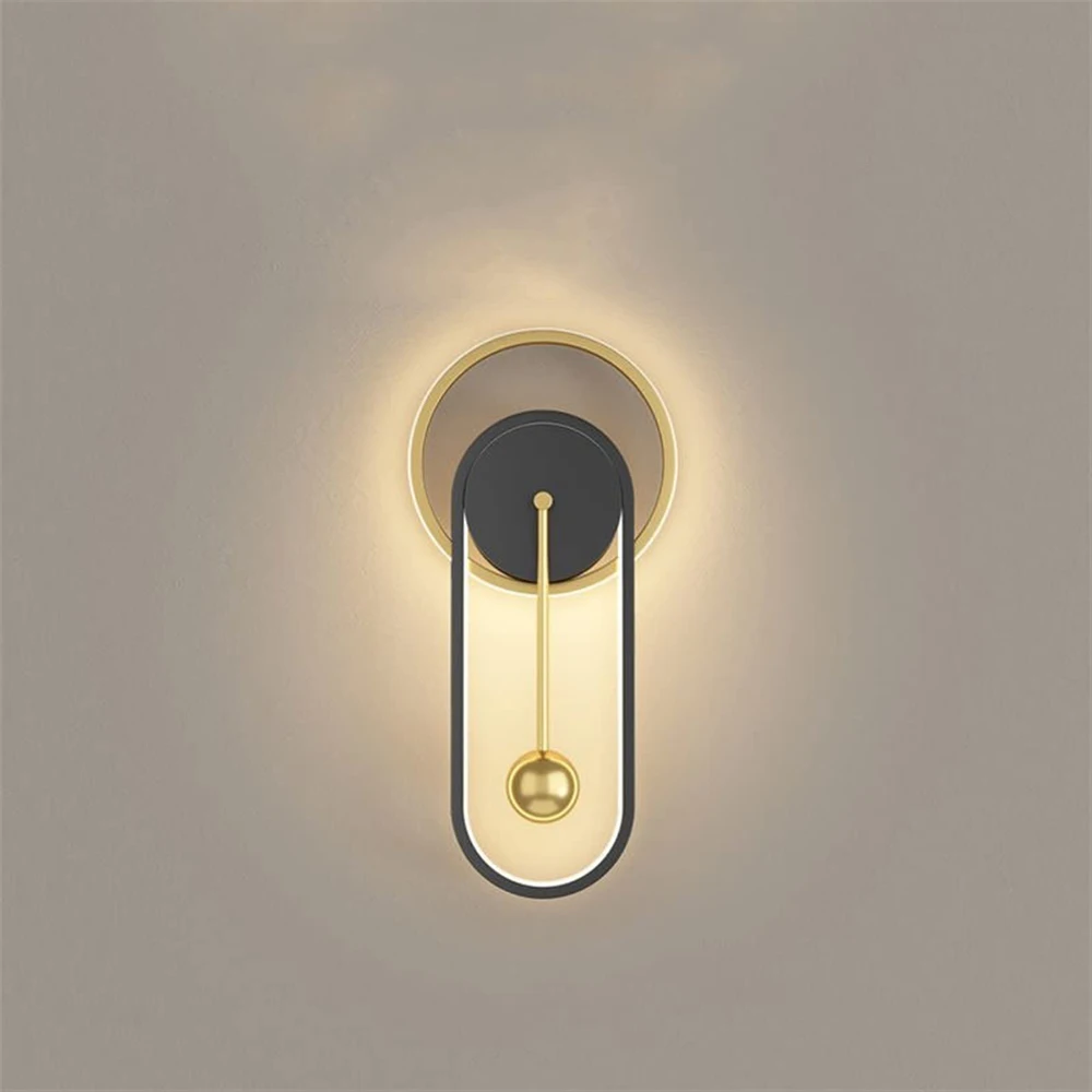 3 Color Dimmable Wall Light, Acrylic, Iron, Modern Geometric LED Wall Sconce for Living Room Bedroom Hallway Decor, Black Gold