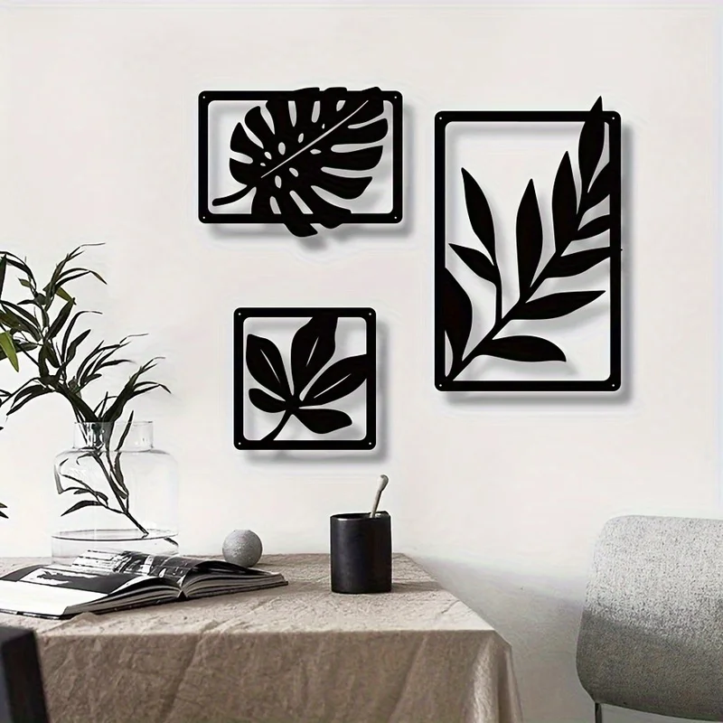 CIFBUY Iron Wall Art Modern Minimalist Leaf Metal Sculpture Hanging Plaque Rustproof Home Living Room Decor