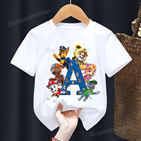 Paw Patrols A-Z Print T-shirts for Kids White Tops Chase Marshall Skye Rubble Anime Figure Print Boys Girls Clothes Boutique Tee