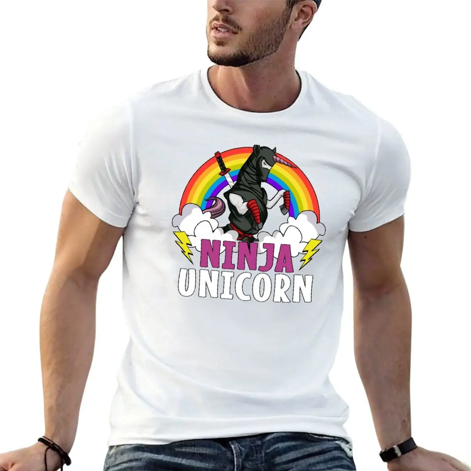 

Ninja Unicorn Samurai T-Shirt cotton graphic tees graphic t shirt vintage rapper graphic tees mens clothes