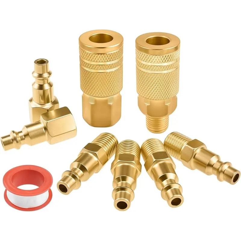 

Feb.Промышленная универсальная 1/4 "NPT с высоким расходом для комплекта воздушных фитингов, латунная муфта с быстрым подключением и заглушка для инструментов воздушных компрессоров