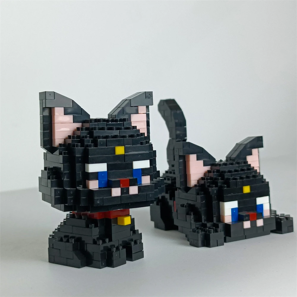 Dual Form Katze Form Haustier Serie Modell Micro Mini Bausteine Spielzeug Taschenformat Niedlichkeit Haustier Katze Display Dekor Gut für Mädchen