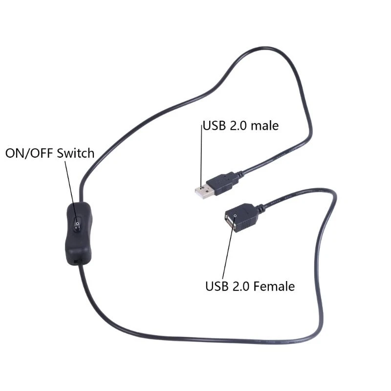 E56B USB Extension Cord with On Off Power Switchs for Driving, LED Desk Lamp Cord