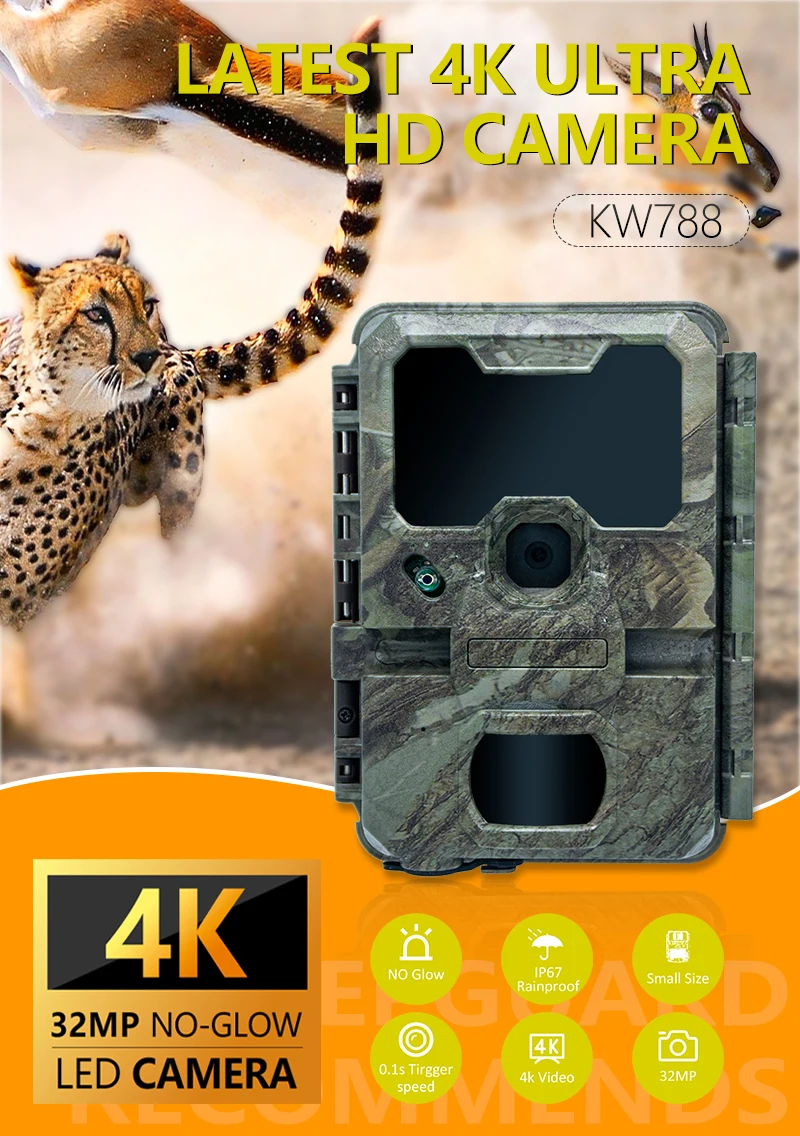 New 4G Trail  with Night Vision Waterproof IP66 8K Video & 60MP Images Wildlife Hunting CMOS Sensor LTE Transmission