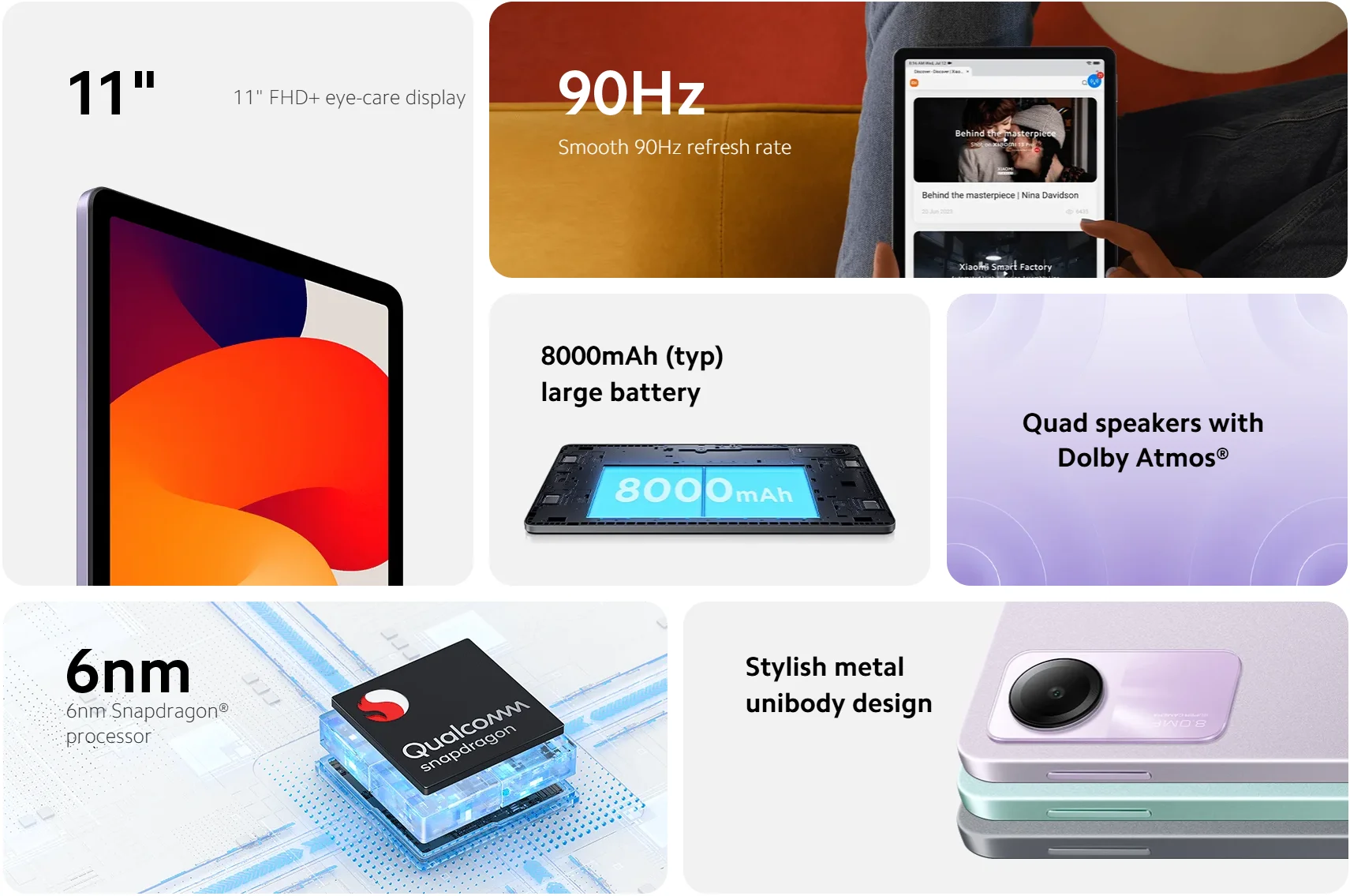 Picture 5: UK Version Xiaomi Redmi Pad SE 8.7 inch Mi Tablet 90Hz Display 6650mAh MTK Helio G85 Dual speakers Dolby Atmos