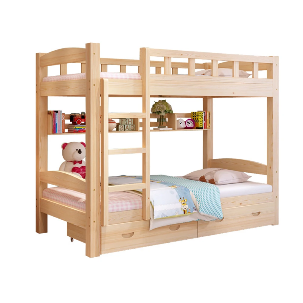 New design children Bedroom Furniture Sets solid wood triple bunk beds kids