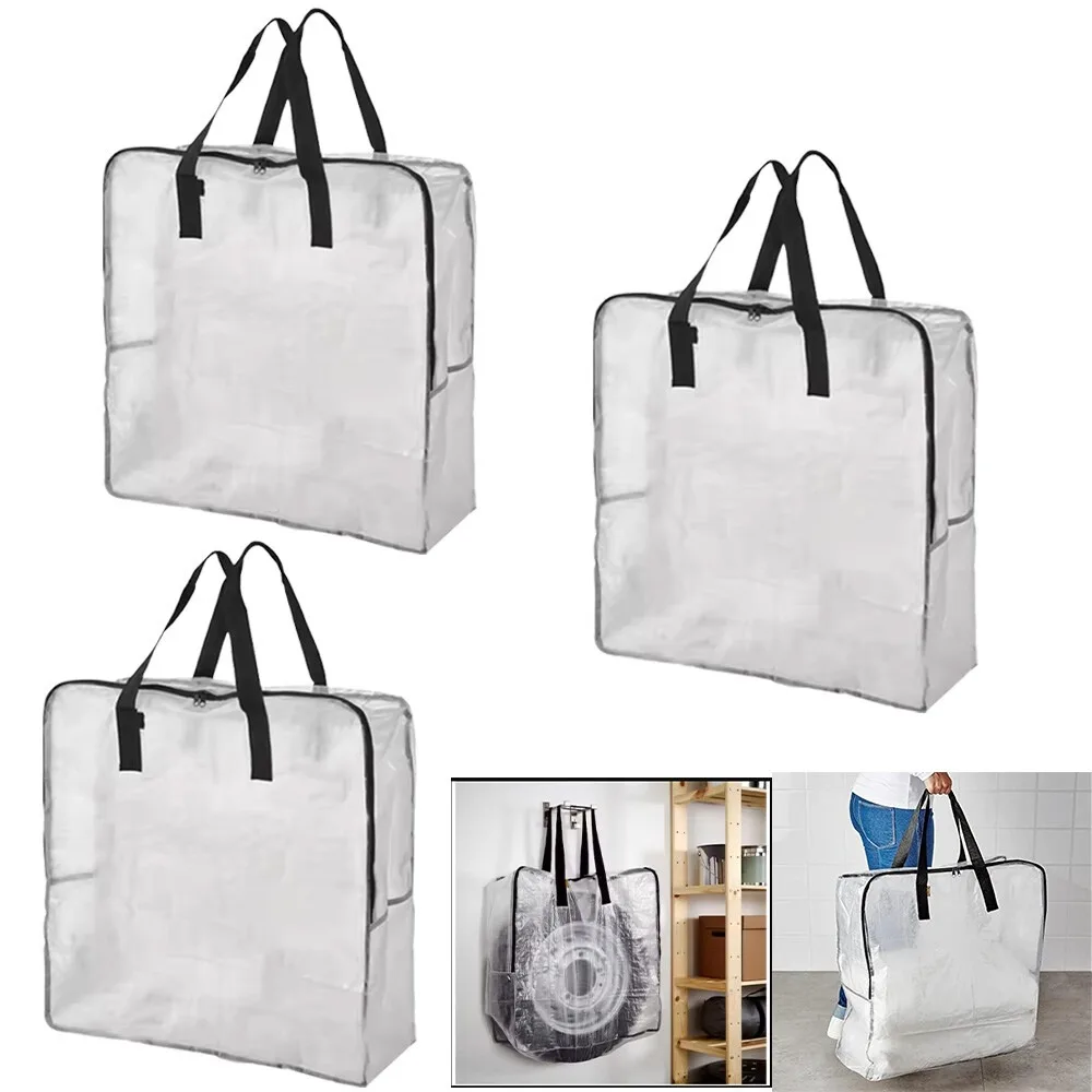 3 قطع من أكياس التخزين الكبيرة المقاومة للماء وقابلة لإعادة الاستخدام وأكياس الغسيل ذات السحاب شديدة التحمل وتنظيم المنزل وتخزين الأدوات المنزلية