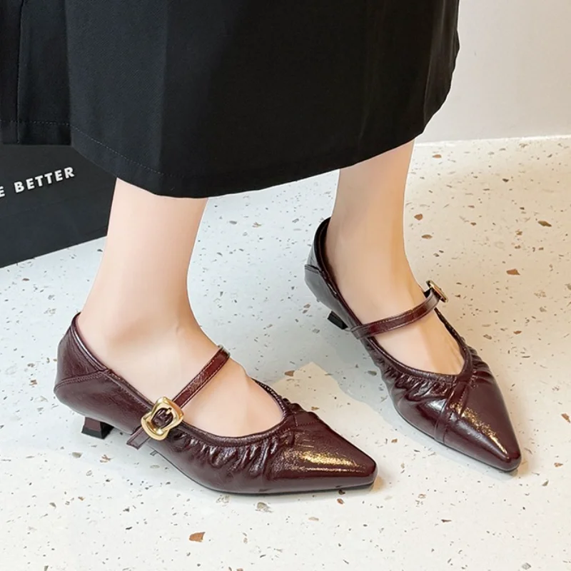 

Женские босоножки на каблуке, пикантные летние туфли на массивном каблуке с острым носком, трендовые вечерние туфли на высоком каблуке, новые брендовые женские туфли-лодочки Zapatos