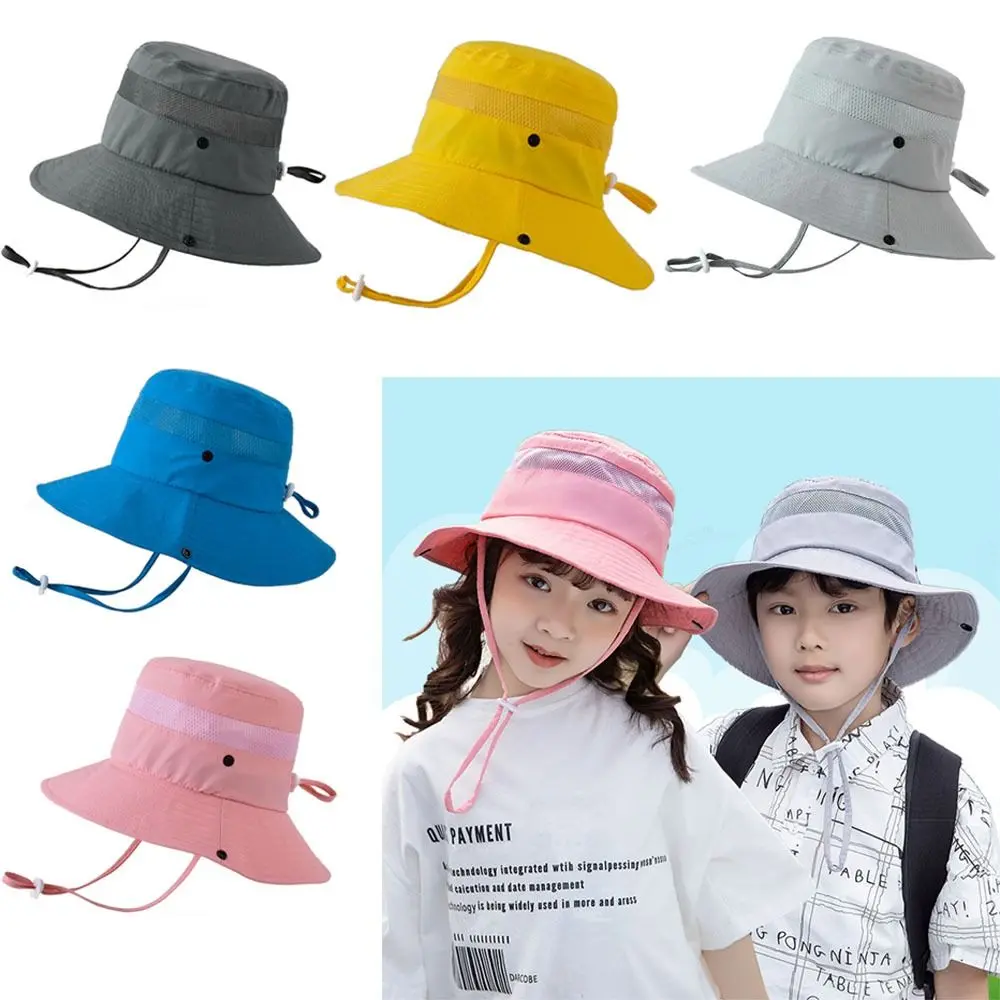 

Summer Beach Cap Adjustable Children Bucket Hats Wide Brim Cap Sun Hat UV Protection