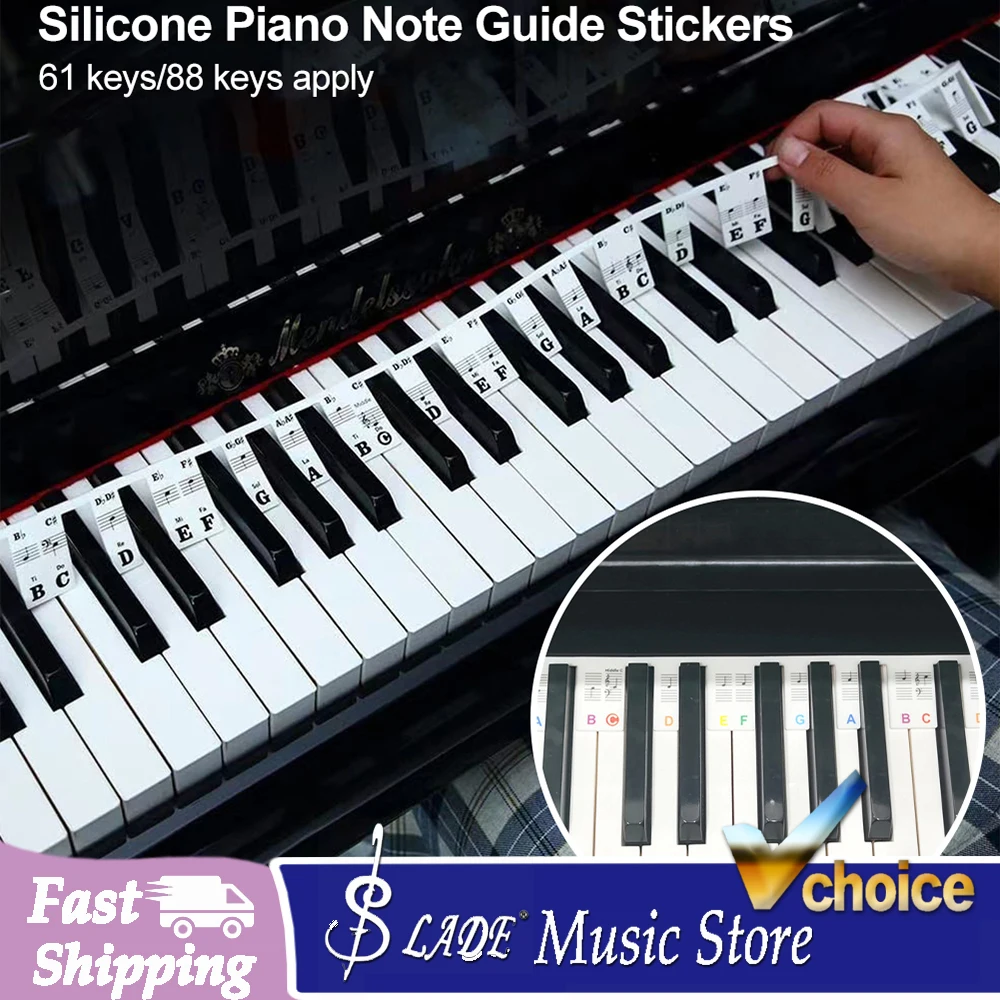 Removable Silicone Overlay Piano Keyboard Notes Guide 61 /88-Key Full Size Reusable Piano Keyboard Accessories