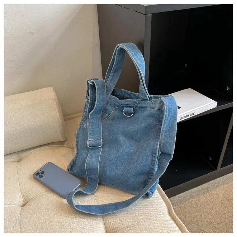 Denim Shoulder Bags Trendy Casual All-match Handbag for Women Shopping Square Satchel Bags Vintage Durable Upgrade Your Style