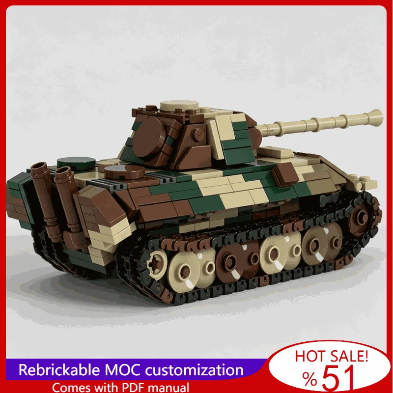666PCS Panther Ausf G Classic WWII German Battle Tank War Series Model Building Blocks DIY Assembly Educational Display Gift Toy