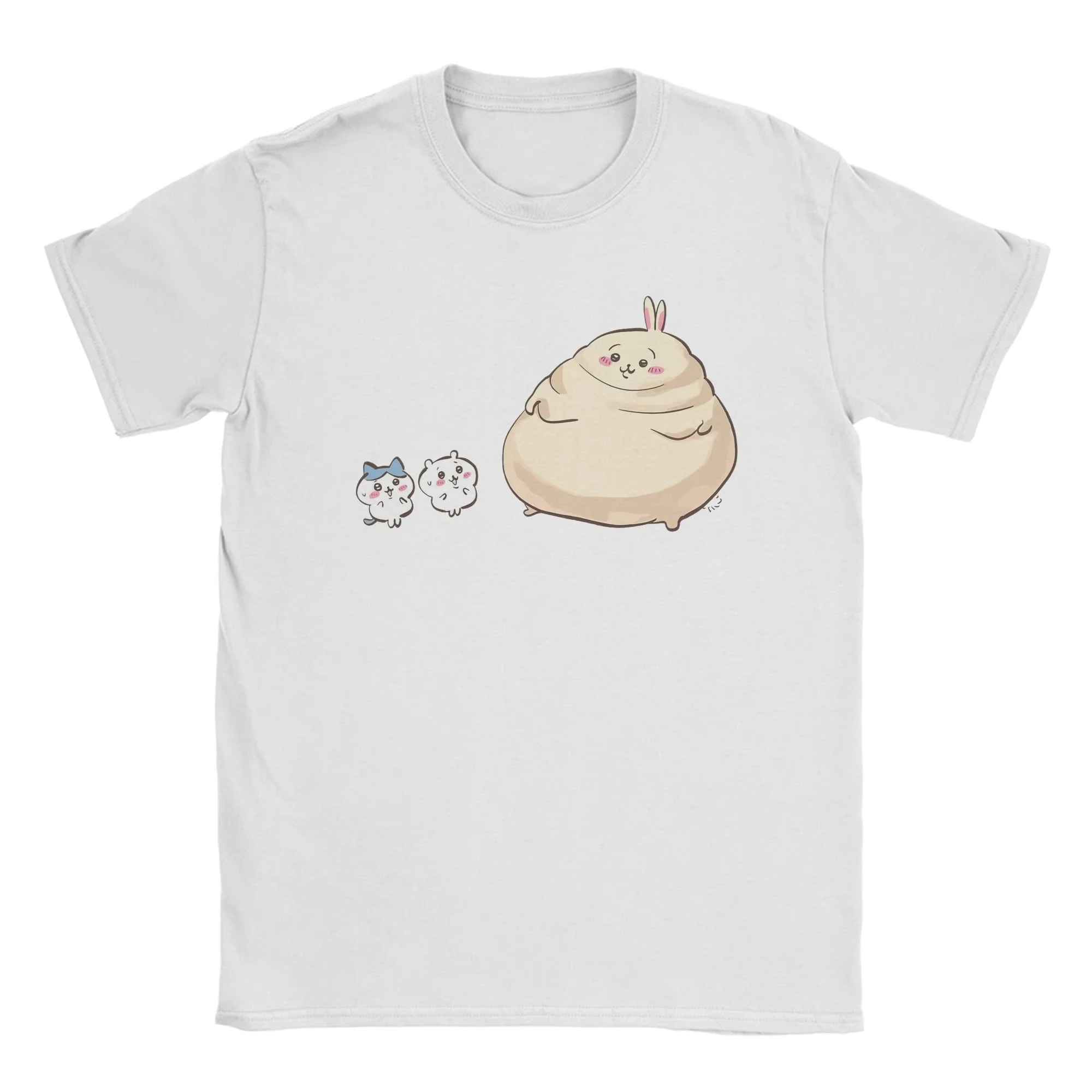 Men Chiikawas Usagi Hachiware T Shirt 100% Cotton Tops Leisure Short Sleeve Round Neck Tee Shirt Plus Size T-Shirt
