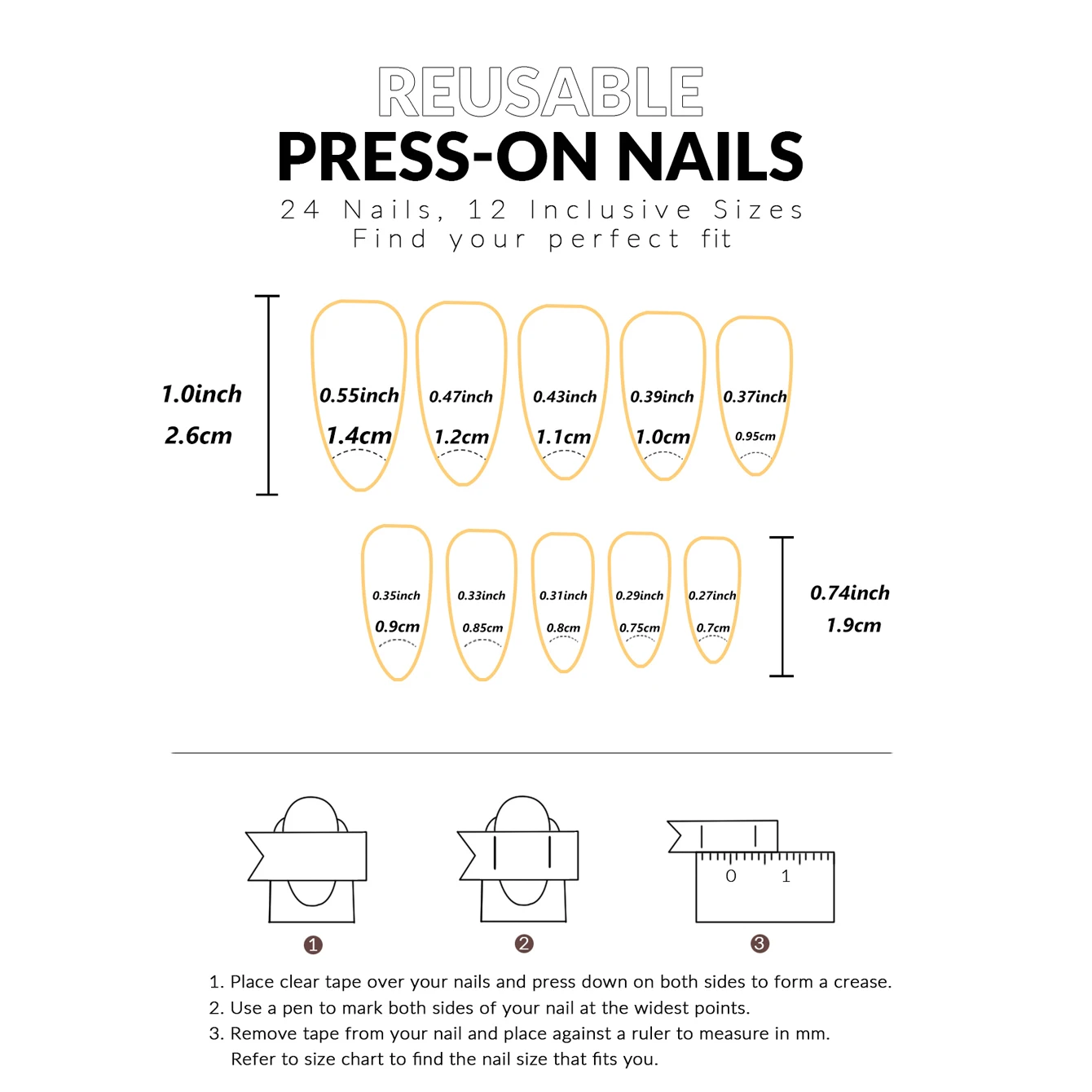 24pcs Upgrade Your Look With Animal-element almond-covered false nail set 1pc Nail File & 1Nail Glue Sticker Kit Nails