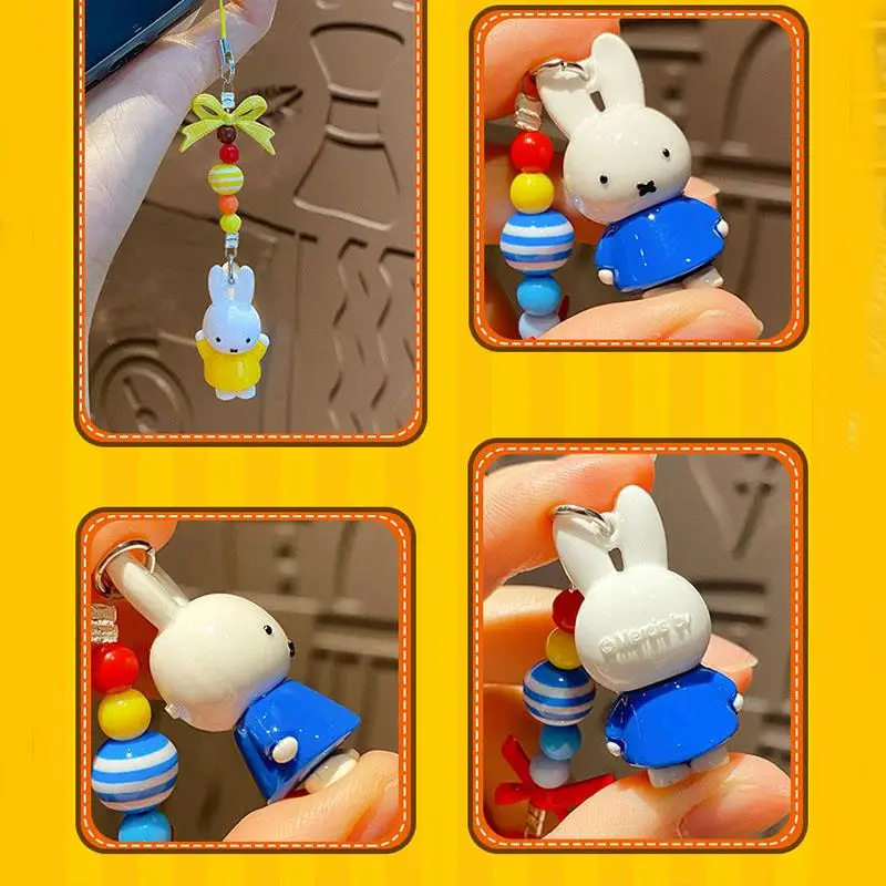 Breloczek Miffy Kawaii Królik Miffy Mini Lalka Zawieszka Plecak Uczniowski, Ozdoba do Torebki Dziewczęcej Łańcuszek do Telefonu Komórkowego dla Zakochanych