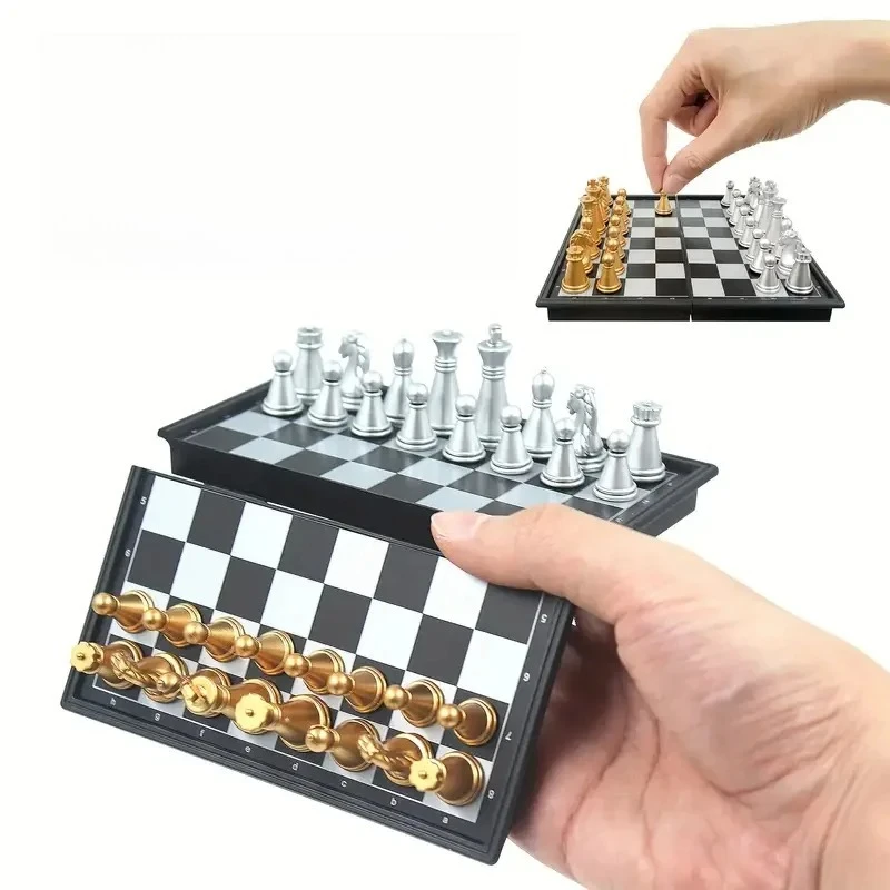 Mini jeu d'échecs magnétique, jouets pliables, échiquier magnétique en plastique, jouet interactif Portable pour enfants et adultes, cadeau d'anniversaire