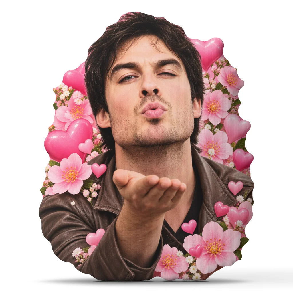 Damon Salvatore Kiss Shaped Pillow Romantic Vampire Diaries Fan Cushion Heart Flower Throw Pillow Sofa Bed Home Decor Gift