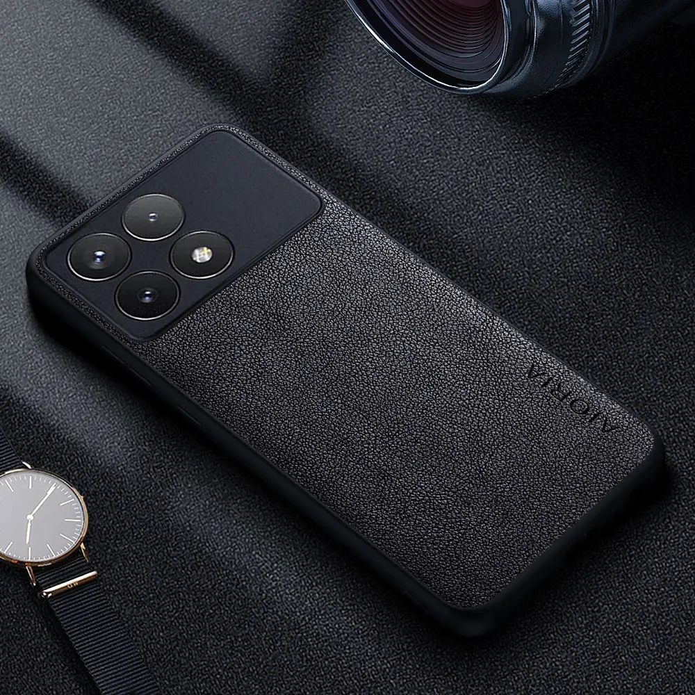 Premium Luxury leather Phone Case for Xiaomi Poco X6 X5 X4 X3 Pro NFC X3 X4 GT 5G 4G Retro Business Style Solid color cover