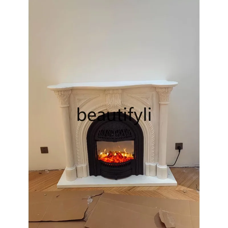 

French fireplace European carved simple natural stone stone carved decorative cabinet