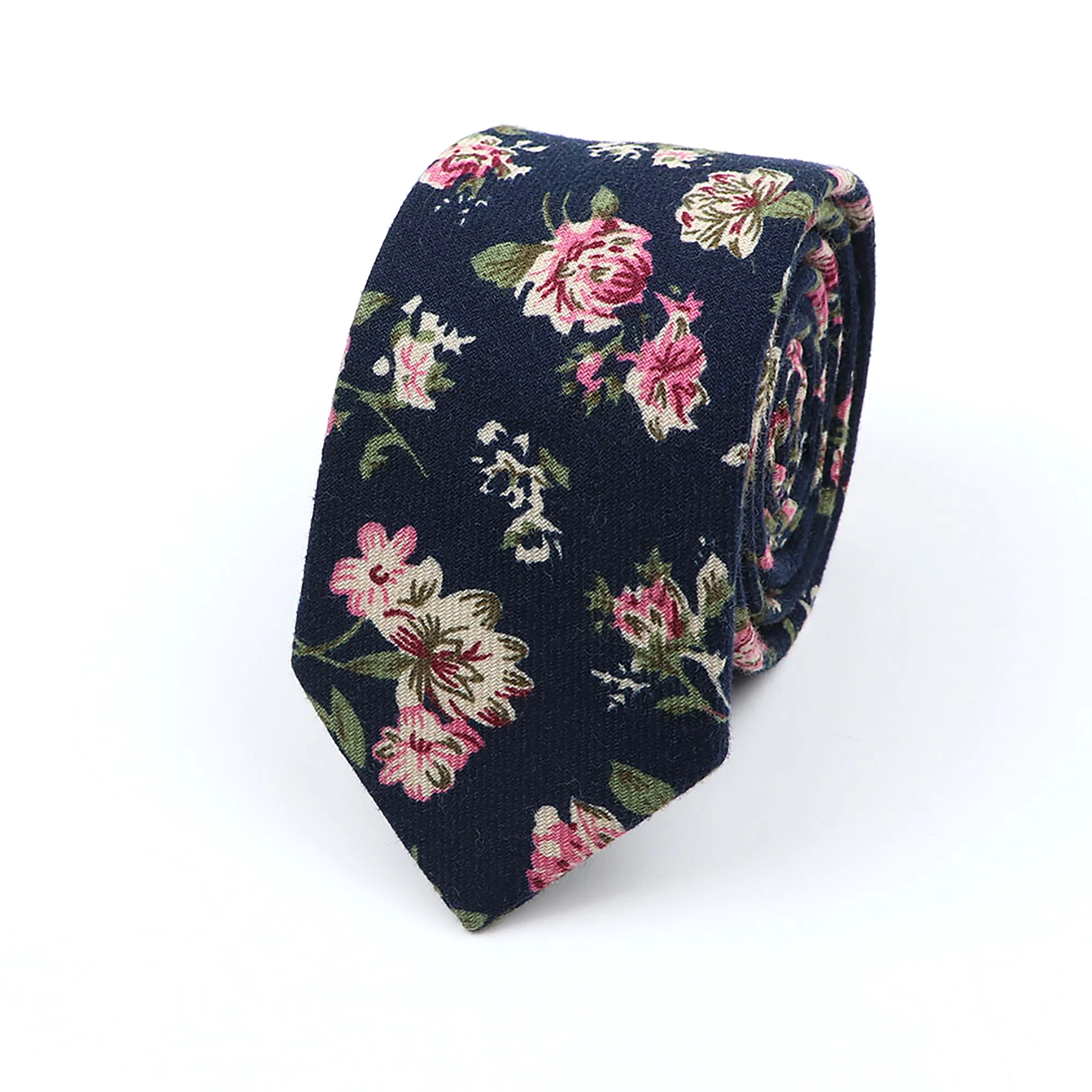 Mens Cotton Floral Slim Ties Casual Handmade Skinny Narrow Neck Tie For Wedding Party Suit Shirt Vintage Necktie Cravat Gift