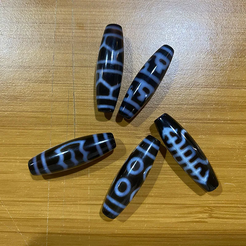 5PCs/Lot Natural Tibetan Dzi Beads, mixed, 11.5-13x35-38mm, Hole:Approx 2-3mm, Sold By Lot