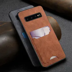 Premium Leather Card holder Case for Samsung Galaxy S10 S10e S9 Plus Lite Scratch-Resistant Solid Color Pocket Holder Cover