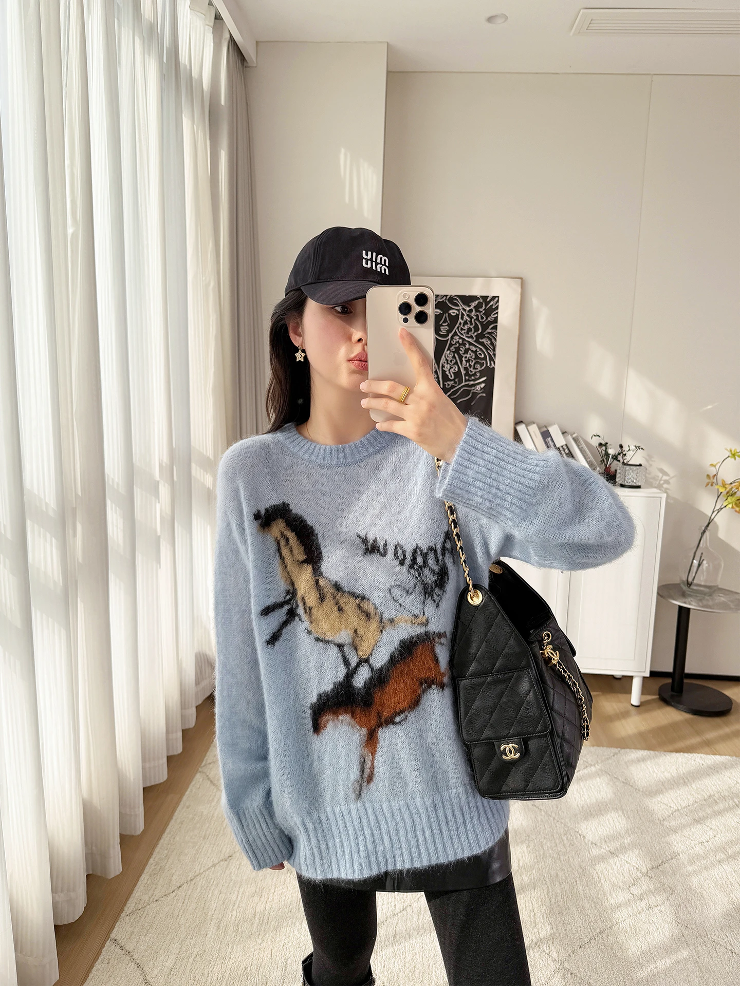 

Original Yarn Knitted Woolen Sweater Women Loose Long Sve round Ne Fluffy Pattern Casual Sle Comfortable Fit Top