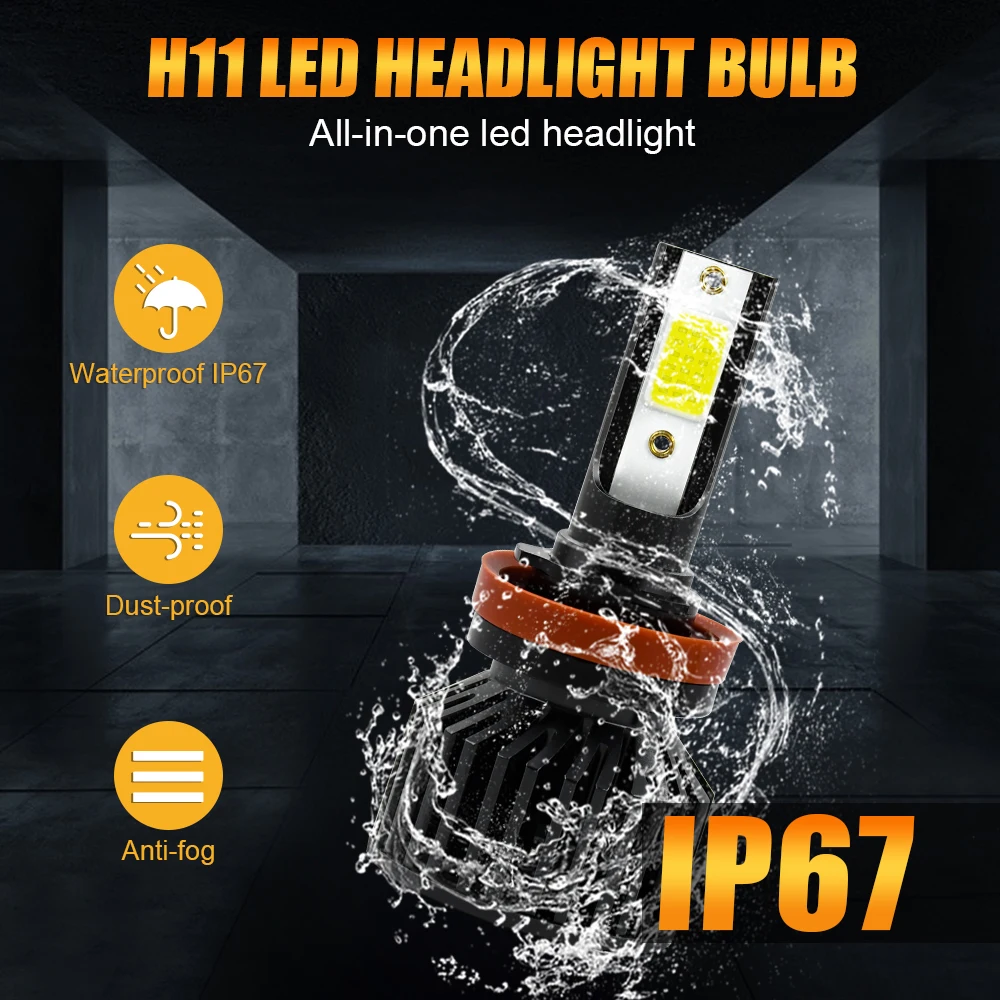 كبير Led رقاقة H4 H7 H11 9006 إضاءة مقاومة للماء رئيس مصباح سيارة العلوي السوبر مشرق 40 واط 8000LM 6000 كيلو السيارات الضباب مصابيح كهربائية 1 Pair