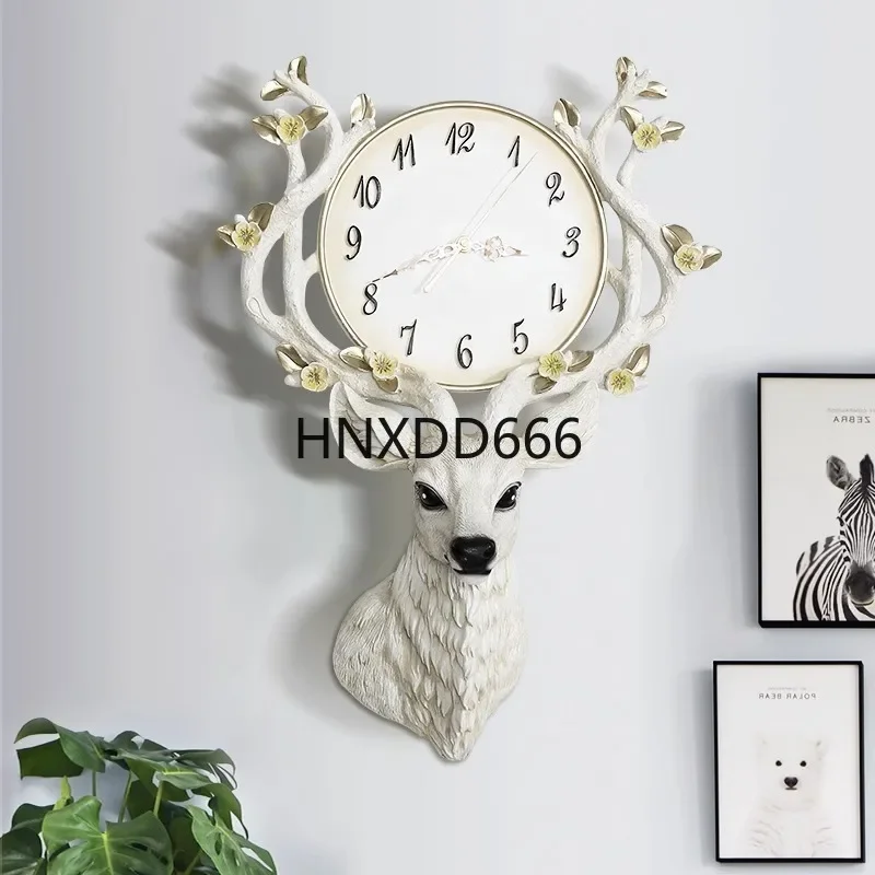 Living room wall clock Nordic deer head clock personalized wall decoration