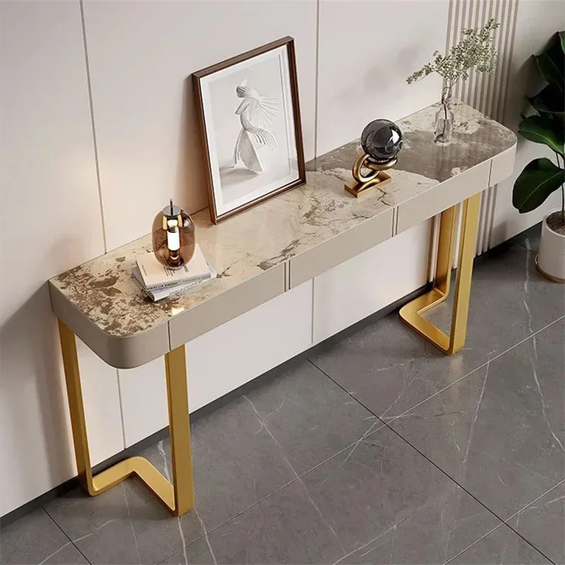 

Italian Slate Console Tables Hallway Light Luxury Entrance Console Cabinets for Living Room Furniture Entryway Table with Drawer