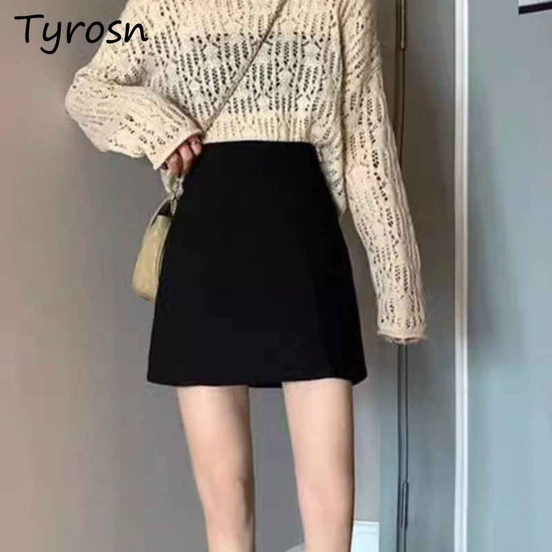 Skirts Women Daily Fashion Simple Korean Style Elegant Retro Generous Sweet Mini Cozy Streetwear All-match Charming Shinny New