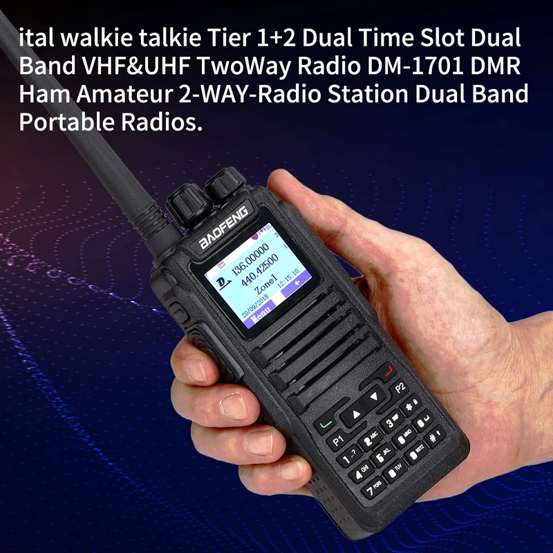 Baofeng DM-1701 Dualband 5 W Dual Time Slot DMR Analoges Zweiwegradio 3000 Kanäle Amateurfunk Unterstützung Offene GD77 SMS-Funktion