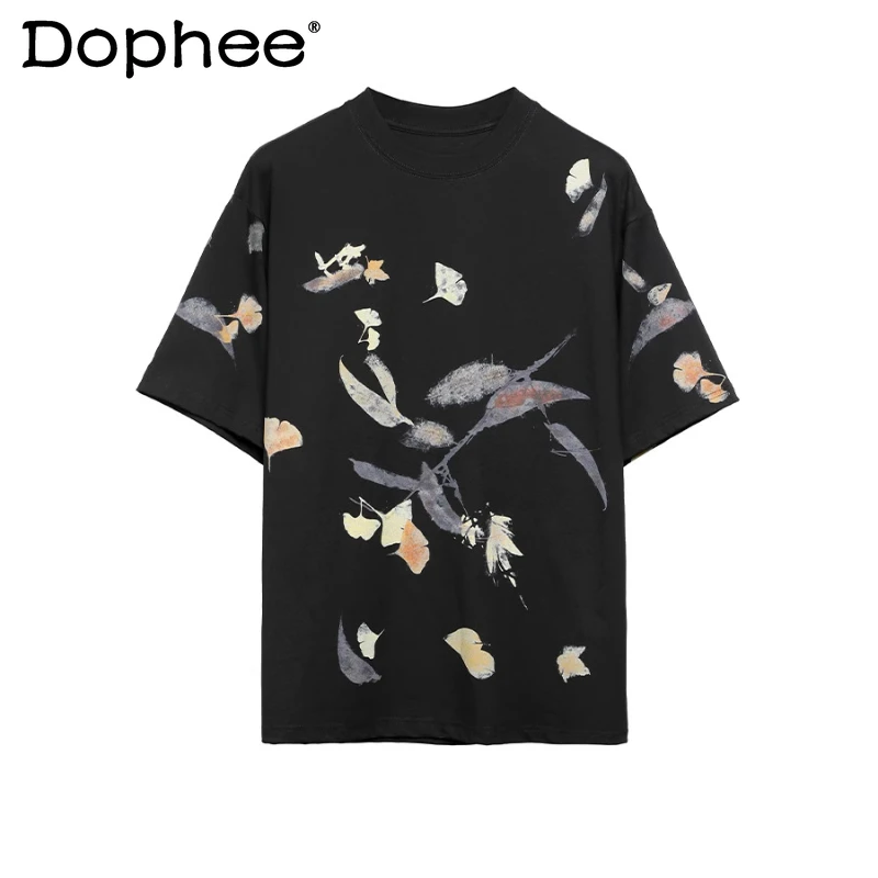 

Men's 2025 Summer New Fashion Color Matching Tees Trendy Handmade Handsome Tops Loose Comfort Round Neck Short-sleeve T-shirts