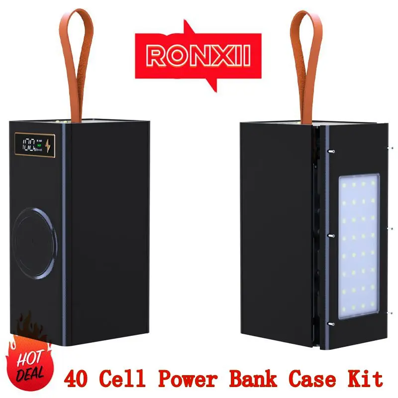 HOT 40 Cell Power Bank Case Kit Fast Charging 18650 Battery Box Camping Light Without Battery