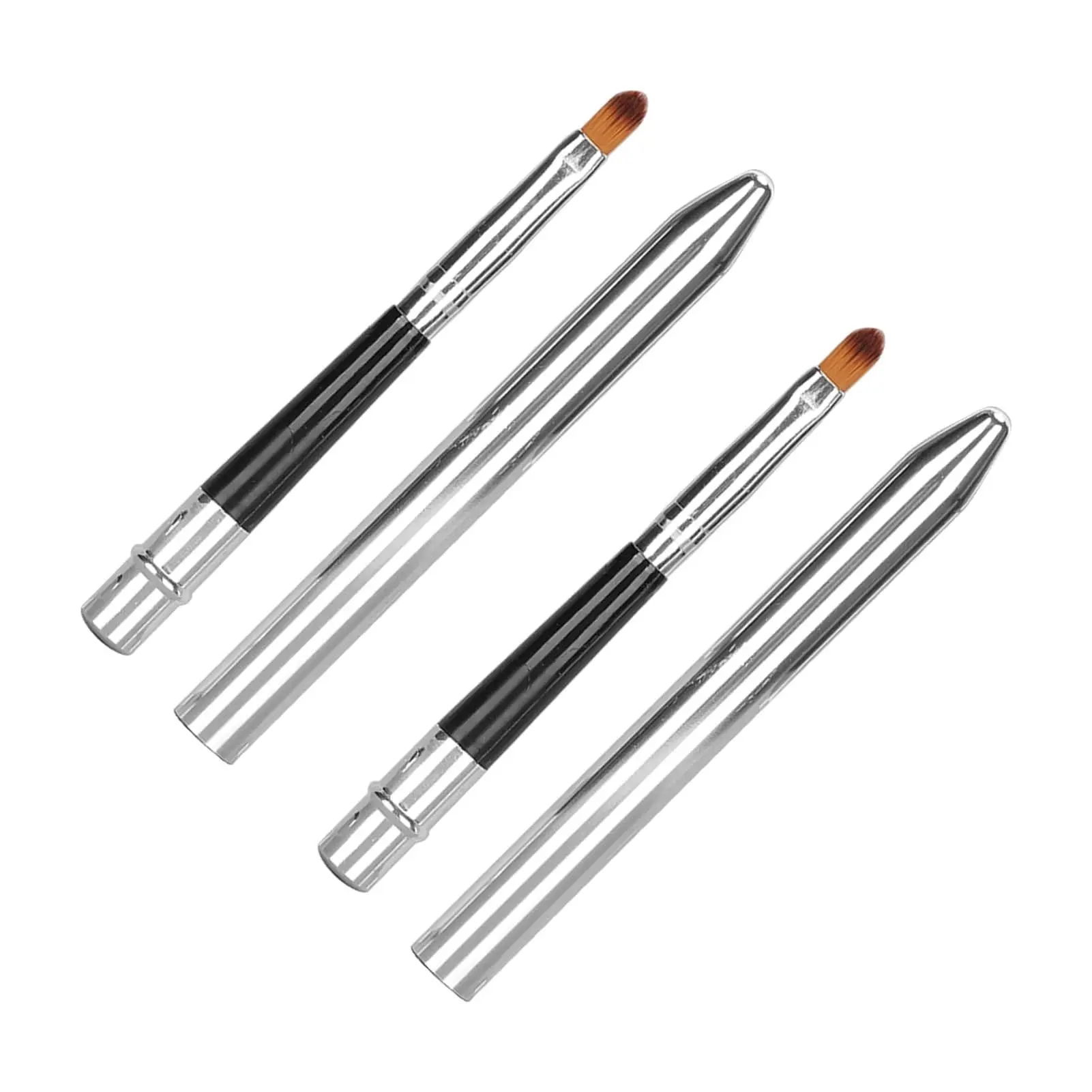 2pcs Retractable Lip Gloss Brush: Ergonomic Design, Easy Cleaning, Single Head, Aluminium Tube