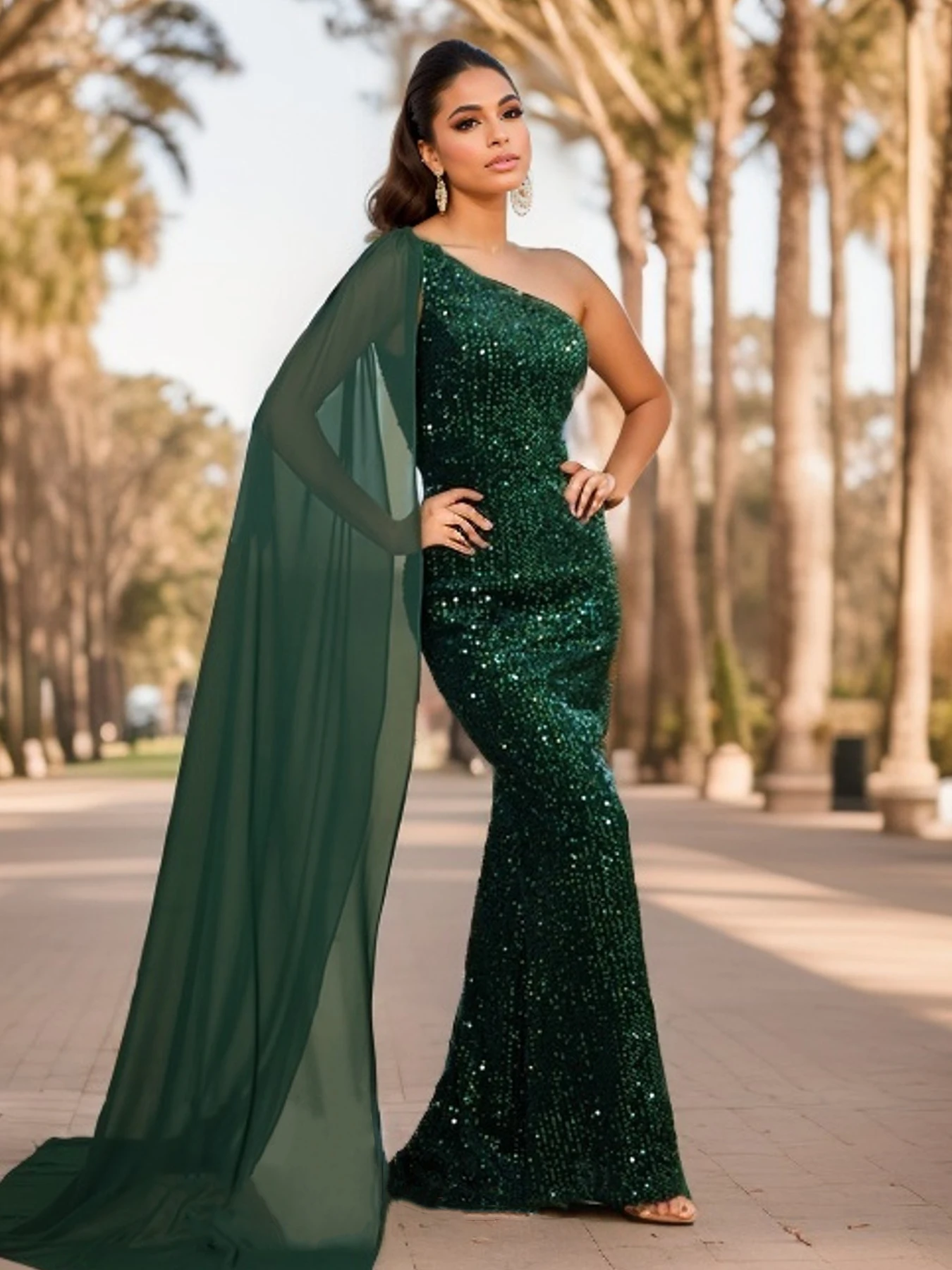 

Romagic One Shoulder Bandage Ribbon Sleeveless Women Evening Party Dress Elegant Sequin Green Bodycon Homecoming Prom Dresses