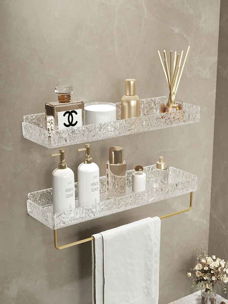 Bathroom storage rack, towel rack, washstand, non perforated wall mounted storage rack, cosmetics acrylic storage box