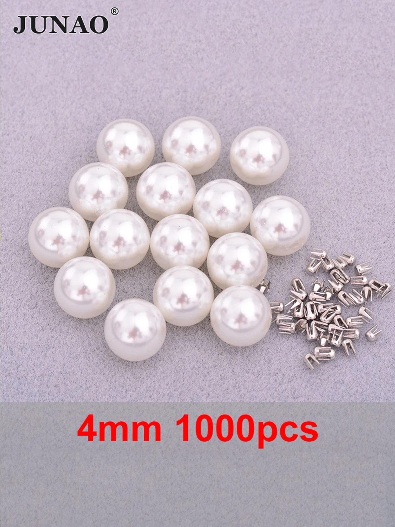 JUNAO 4 5 6 8 10 12mm White Pearl Hand Press Tools No Hole Round Beads Fixing Setting Machine For DIY Crafts Decoration
