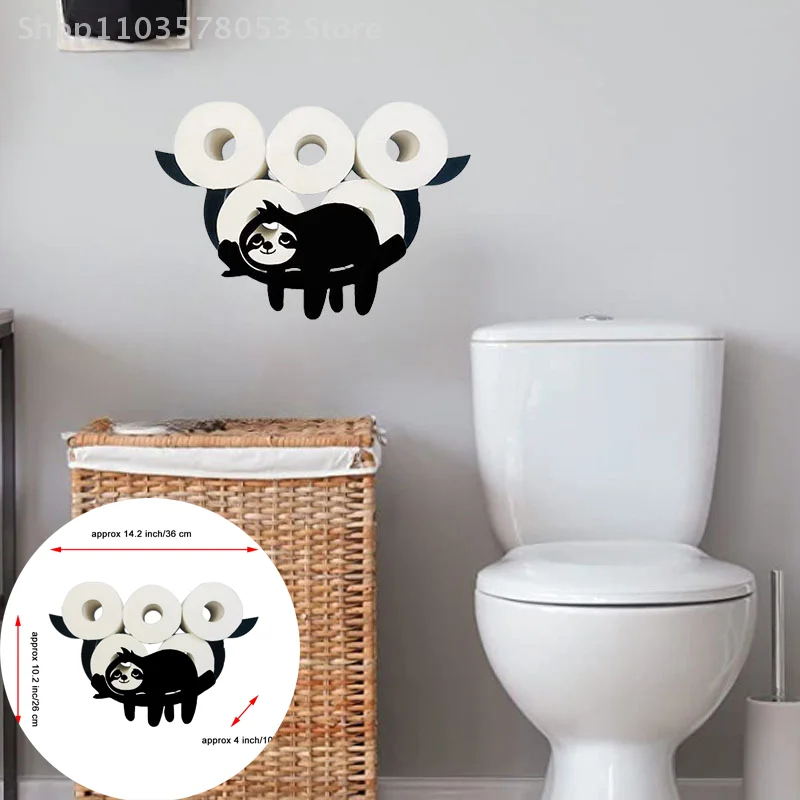 

Забавный держатель для салфеток в форме ленивца, настенная полка для бумаги, стеллаж для хранения туалетной бумаги, железный черный 36x26x10 см