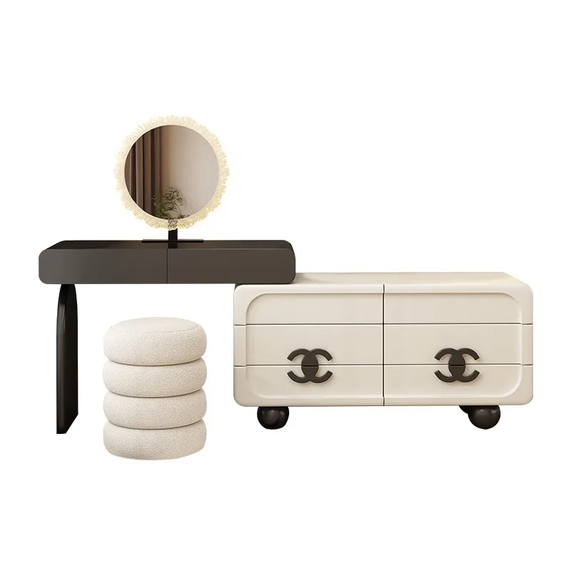 

Solid wood dresser modern bedroom simple chest cabinet integrated makeup table cream style advanced dressing table
