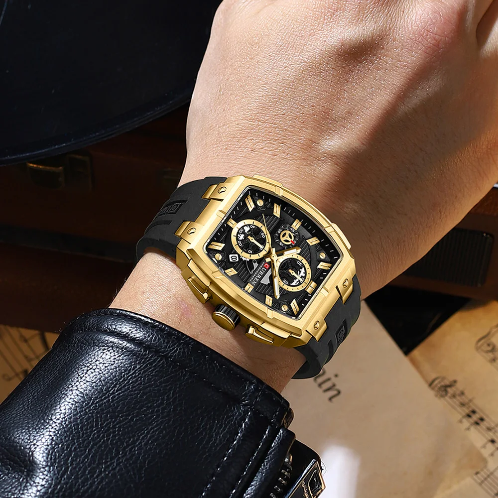 CURREN Men Casual Sport Military Quartz Calendar Wrist Watch for Man Business Leather Waterproof Male Clock Relogio Masculino image 7