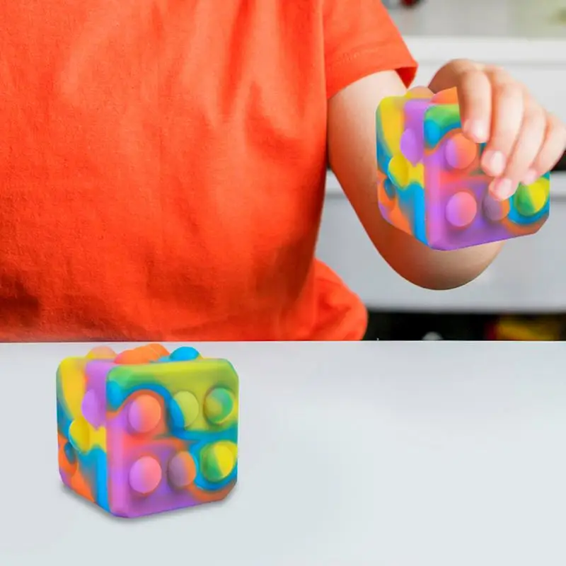 Bubble Dice Stress Toys Pop Sensory Toys For Stress Relief Silicone Pop Bubbles 3D Dice Shaped Squeeze Stress Toys Venting Toy
