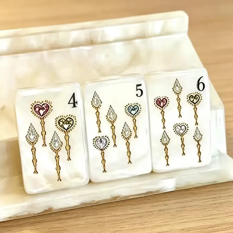 Luxury Modern Diamond Pearl Shell American Mahjong Tiles Eco-Friendly Portable Game Western Mahjong Set Mahjong Accessories