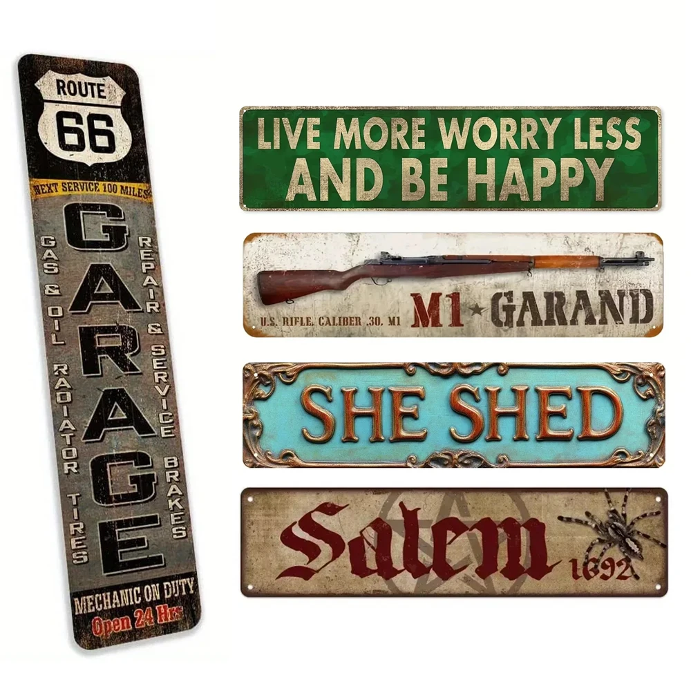 Panneau de garage en métal vintage Route 66 - Décoration murale sur le thème des mécaniciens pour la maison, le bureau ou le garage