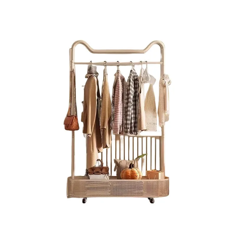 

Cream wind simple coat rack bedroom floor hanger Internet celebrity French living room removable clothes