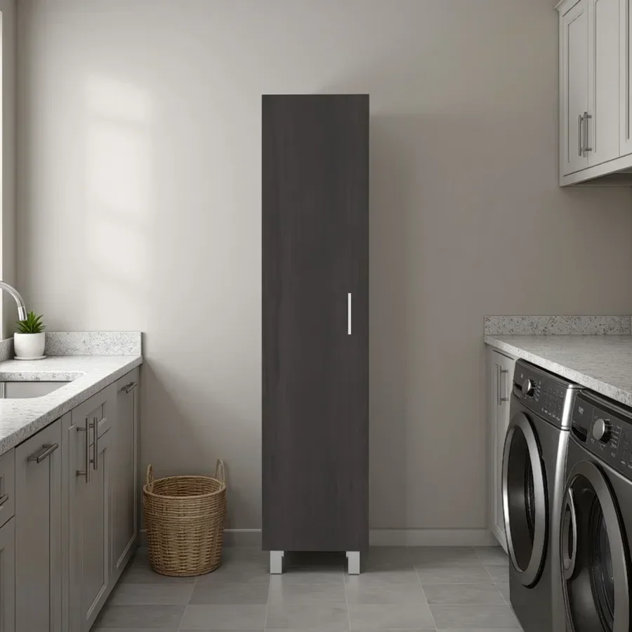 Vintro Freestanding Storage Cabinet with Internal Storage Shelves, Tall Single Door, 4 Interior Shelves, Metal Handle and Legs