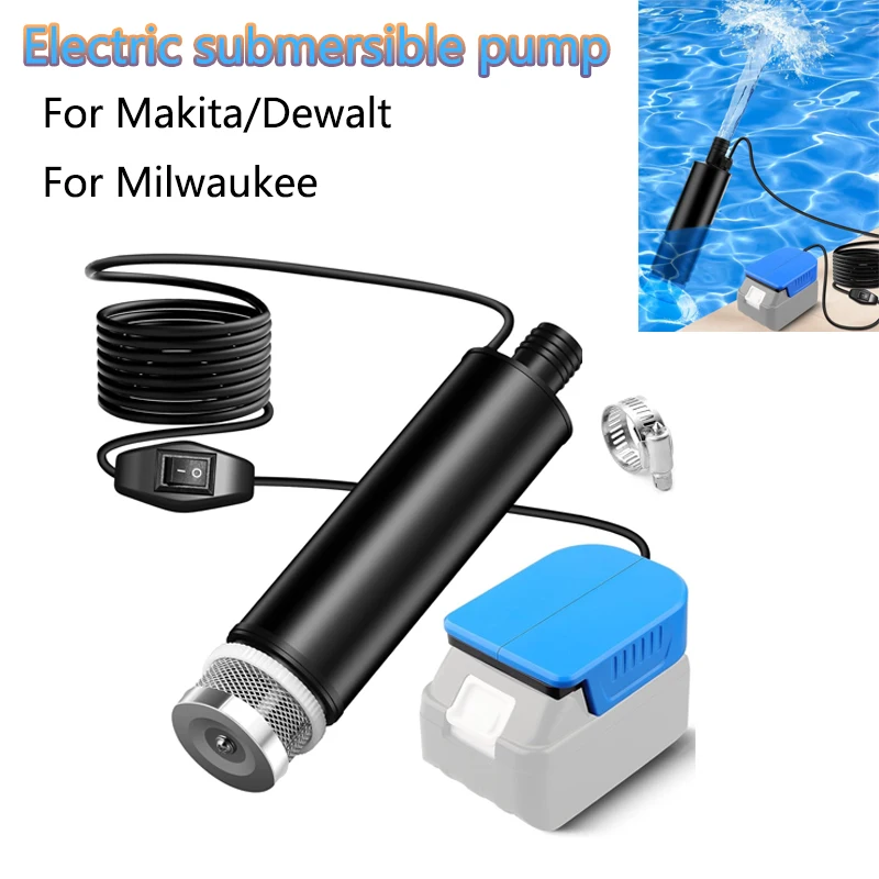 

Wireless submersible pump 635GPH Portable transfer pump for Makita/Dewalt/Milwaukee 18V 20V battery for camping Bathtub Garden
