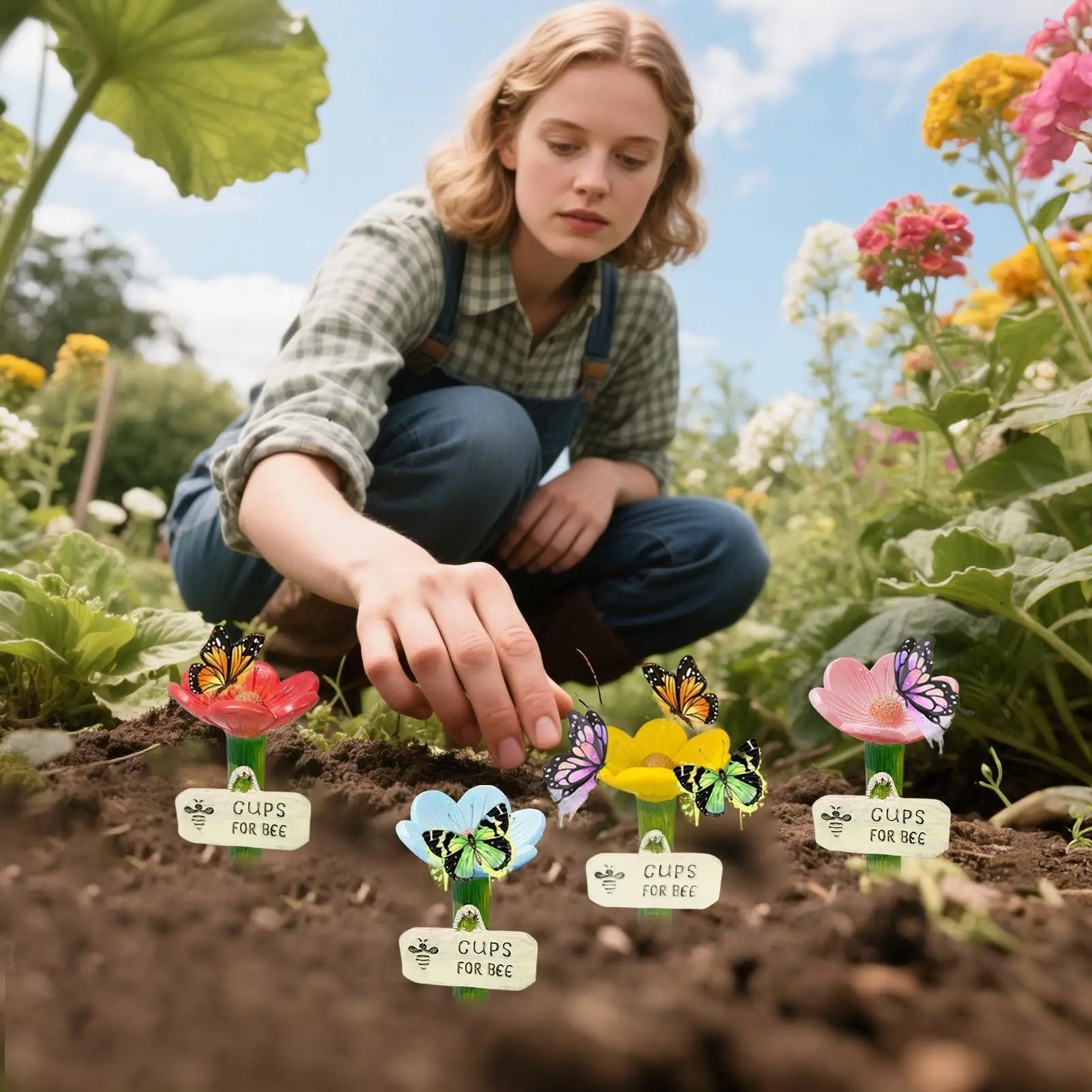 Bebedero para Abejas, Estación de Bebida para Insectos, Bebedero en Forma de Flor, Alimentador de Agua para Abejas, Vasos para Beber para Mariposas, Decoración para Jardín y Patio Exterior