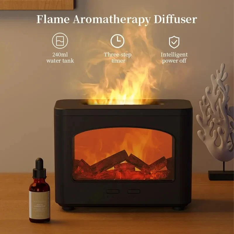 Flame Air Humidifier Essential Oils Humidifier Portable Type-C USB Fragrance Diffuser with Colorful LED Night Light