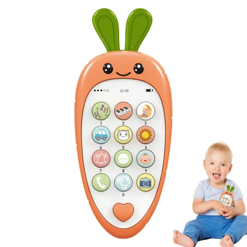 Téléphone portable musical coloré en forme de carotte pour enfant en bas âge, jouet